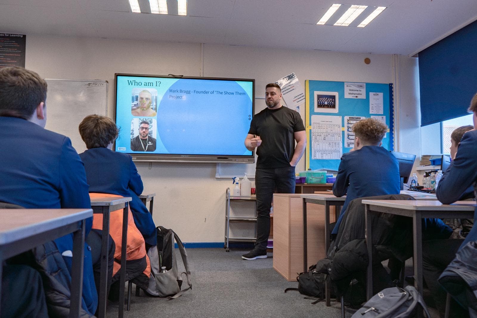 Mark introducing himself to students — Who Am I?
